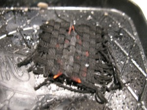 Char cloth burning